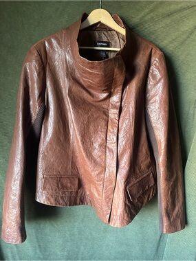 2000s DANIER Genuine Leather Draped Women's Jacket Size XL